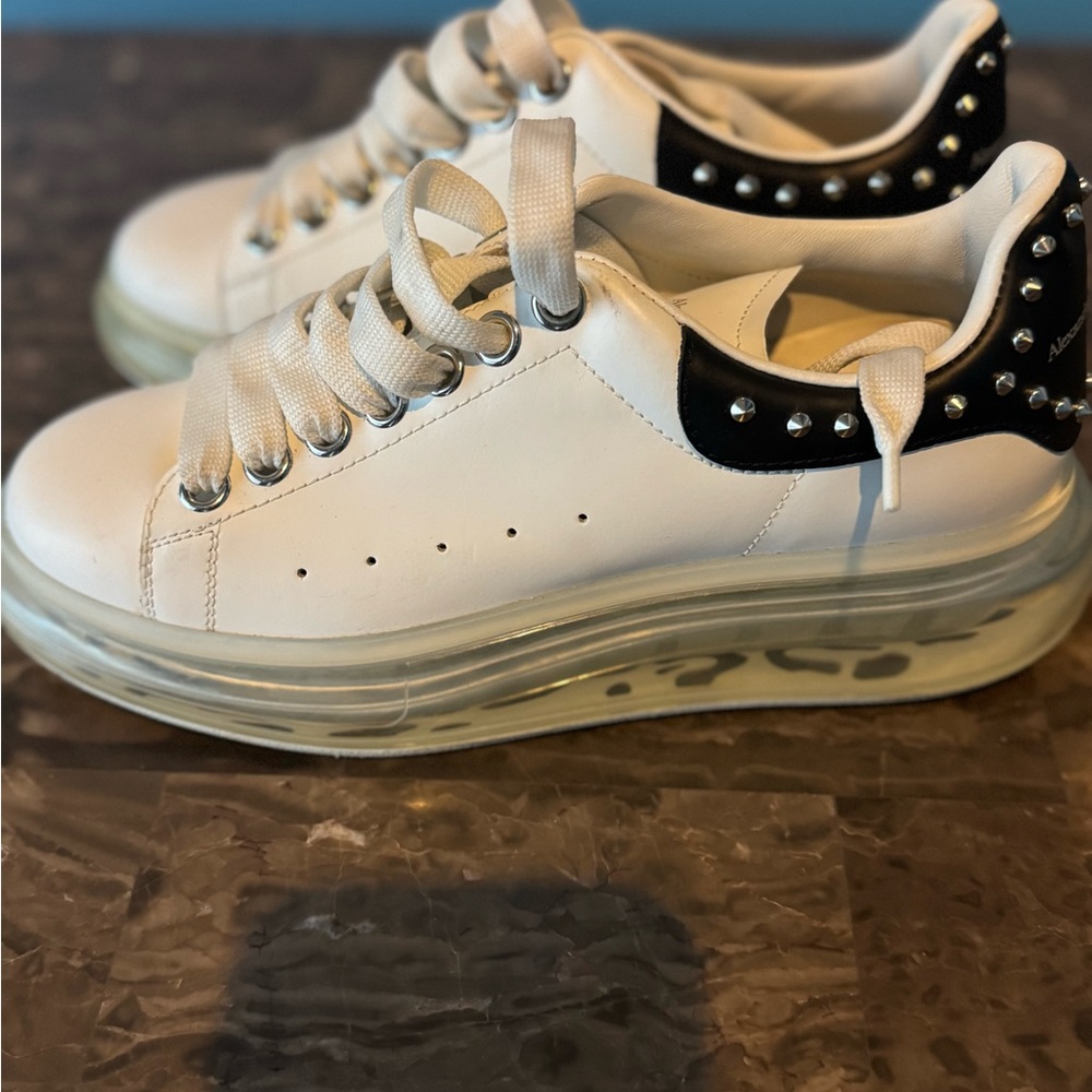 Alexander McQueen White Sneakers with Black Studded Accents
